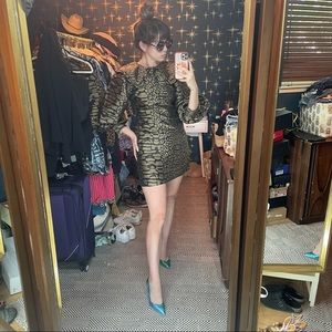 NWT Ganni Sz 38 Leopard print mini dress